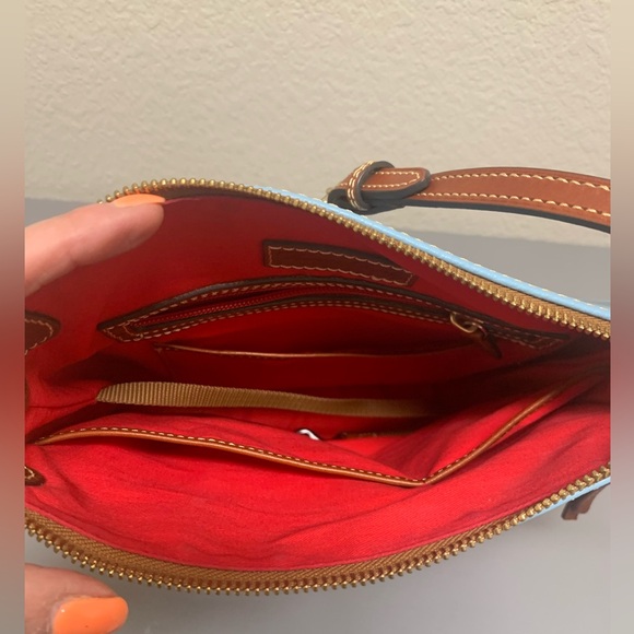 Dooney & Bourke Blue Pebbled Leather with Brown Trim - Picture 13 of 16